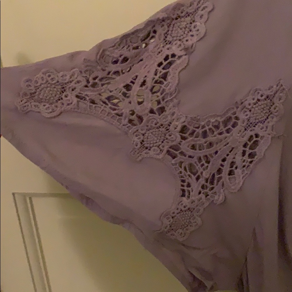 Astr lavender tie dress- lace detail sleeves